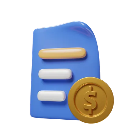 Document With Coin Icon Illustration 3 D Rendering For Business 3D Icon