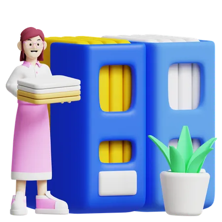 This 3 D Icon Represents Document Organization With Stacked Files Ideal For Projects Related To Office Administration And Document Management 3D Illustration