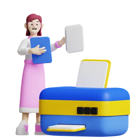 Document Printing  3D Illustration