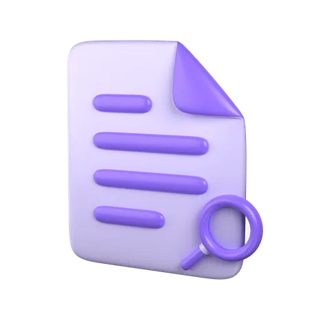 3 D Document Search Icon 3D Icon