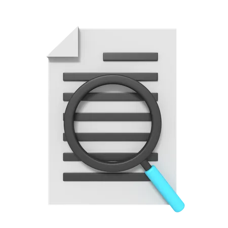 3 D Icon Of Searching Data On Doc 3D Icon