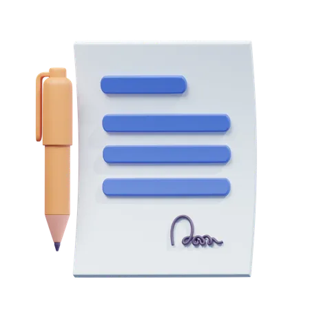 Document signed  3D Icon