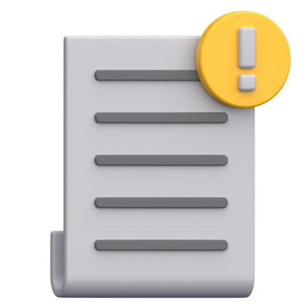 Document Warning  3D Icon