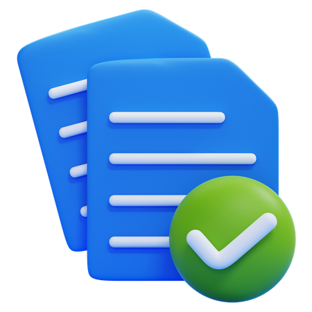 Document With A Check  3D Icon