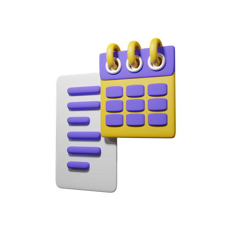 Document With Calendar  3D Icon