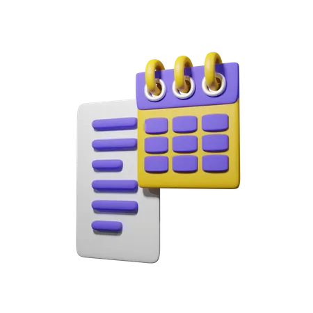 Document With Calendar  3D Icon