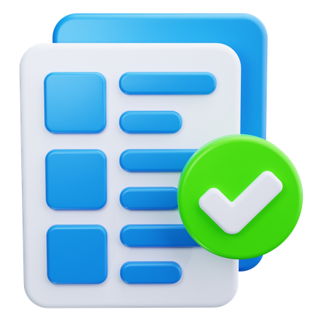 Document With Check  3D Icon