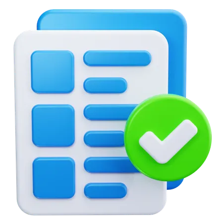 Document With Check  3D Icon