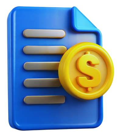 Document with Dollar Sign  3D Icon