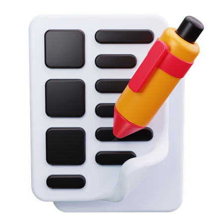 Document With Pen  3D Icon