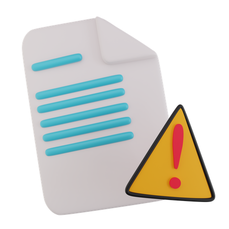 Document with warnings  3D Icon