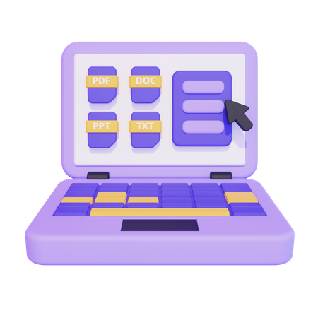 Documentación de datos en línea en una computadora portátil  3D Icon