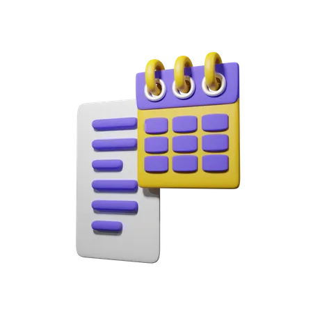 Documento com calendário  3D Icon