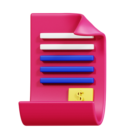 Documento de pagamento  3D Icon