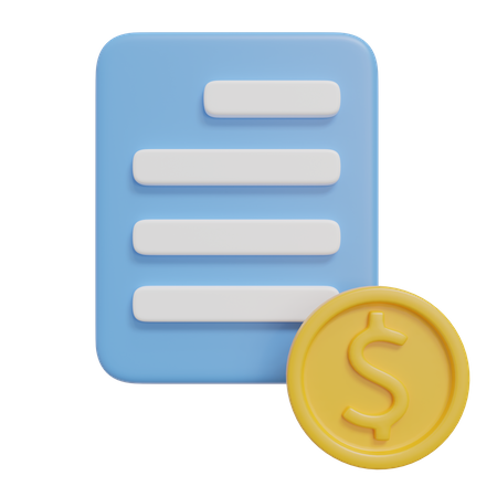 Documento de dinero  3D Icon