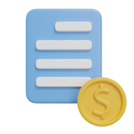 Documento de dinero  3D Icon