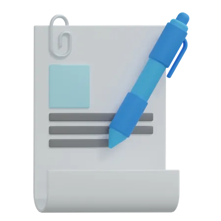 Documento e caneta  3D Icon