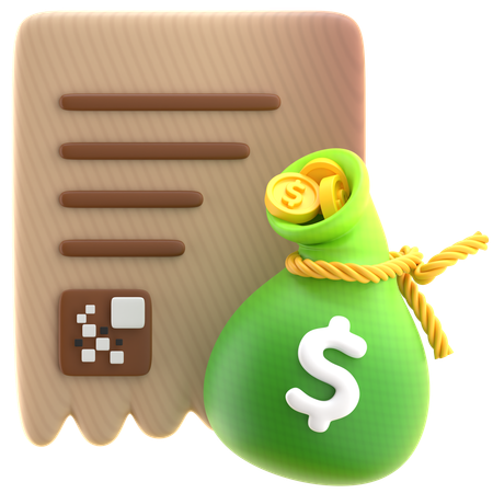Documento de fatura financeira com dólar  3D Icon