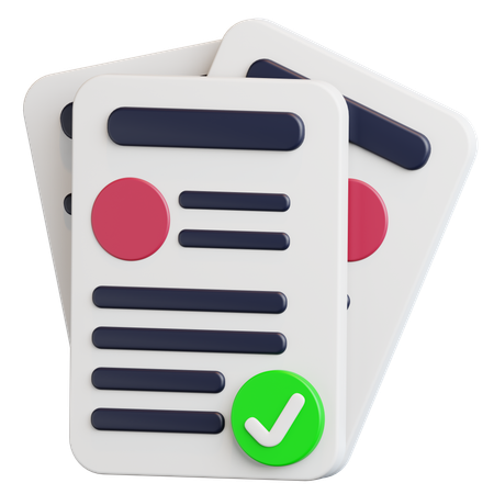 Documentos com marca de seleção  3D Icon