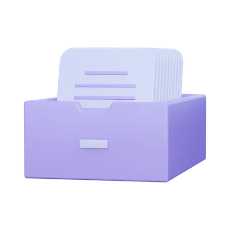 Documents In Drawer  3D Icon