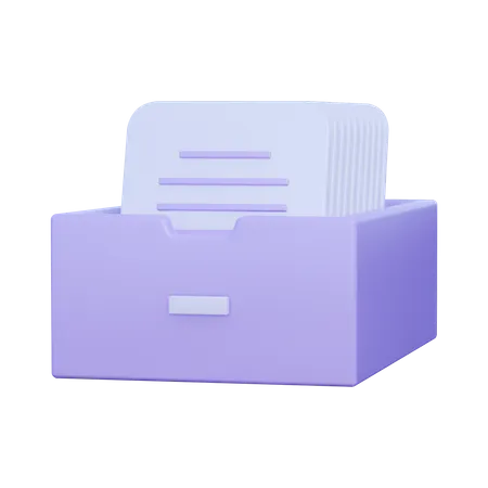 Documents In Drawer 3D Icon
