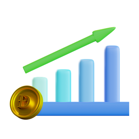 Courbe de croissance du Dodgecoin  3D Icon