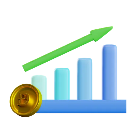 Courbe de croissance du Dodgecoin  3D Icon