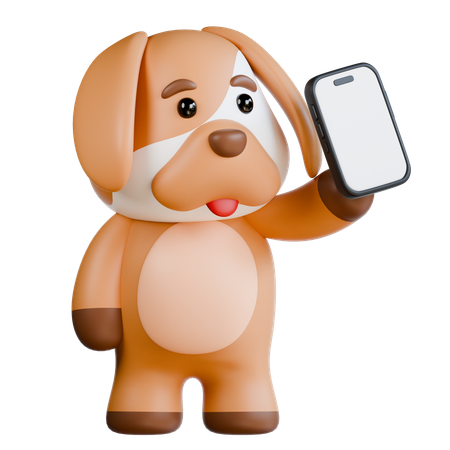 Dog Bring Smartphone  3D Illustration