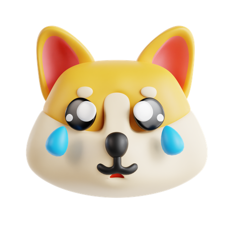 Dog Crying Face Emoji  3D Icon