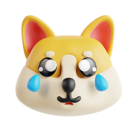 Dog Crying Face Emoji  3D Icon