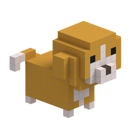 Dog Cute Voxel Art  3D Icon