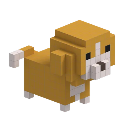 Dog Cute Voxel Art  3D Icon