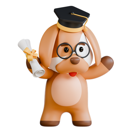 Dog Graduation  3D Illustration