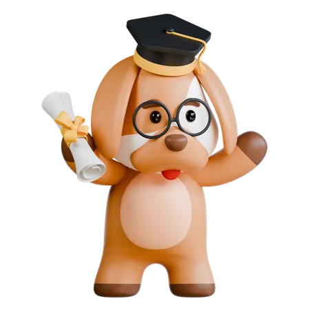 Dog Graduation  3D Illustration