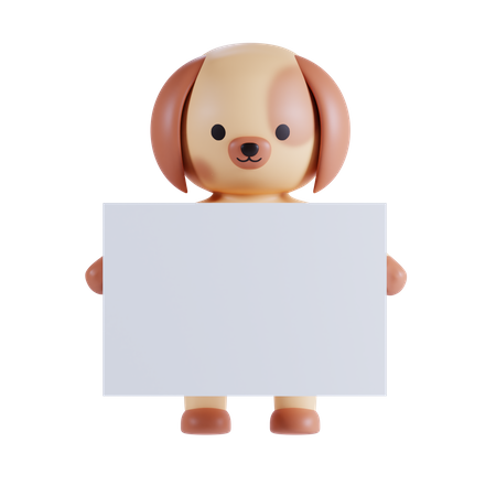 Dog Holding Placard  3D Illustration