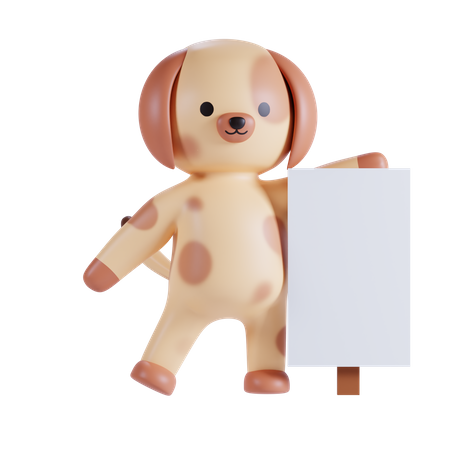 Dog Holding Placard  3D Illustration