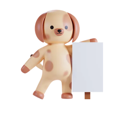 Dog Holding Placard  3D Illustration