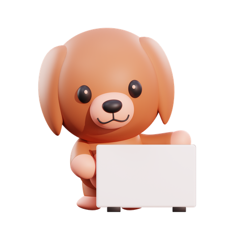Dog Holding Placard 3D Illustration