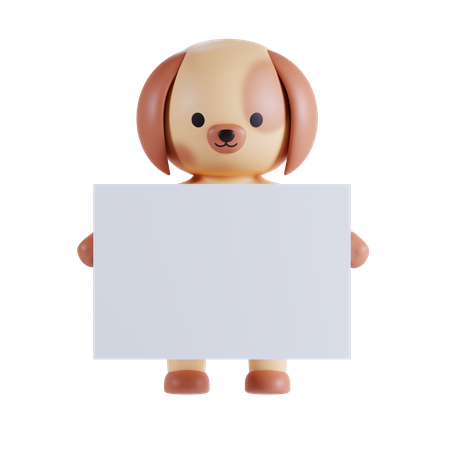 Dog Holding Placard 3D Illustration