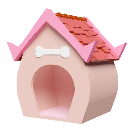 3 D Pink Dog House Icon And Bone Symbol Isolated 3 D Render Illustration 3D Icon