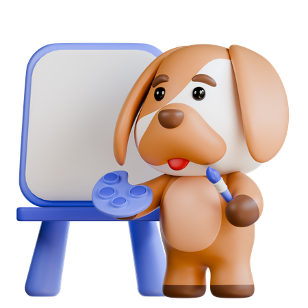 Dog Is Painting  3D Icon