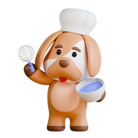 Dog Make Cake  3D Illustration