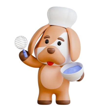 Dog Make Cake  3D Illustration