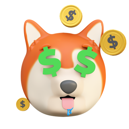 Dog money face  3D Icon