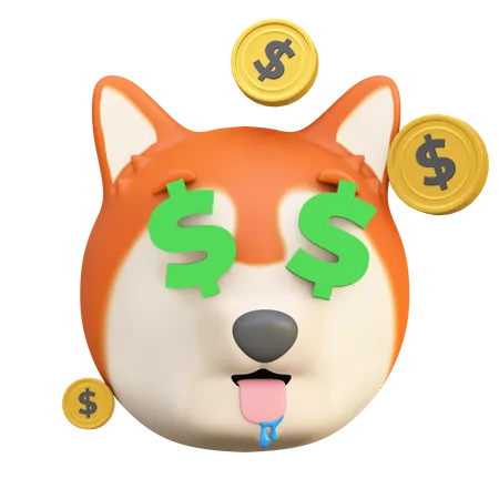 Dog money face 3D Illustration