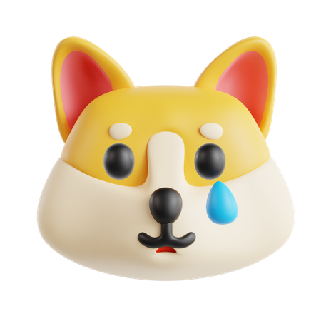 Dog Sad Face Emoji  3D Icon