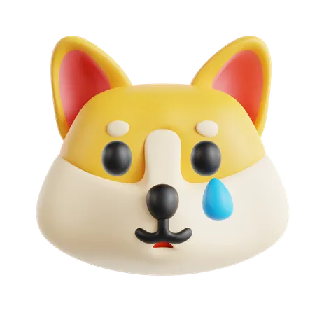 Dog Sad Face Emoji  3D Icon