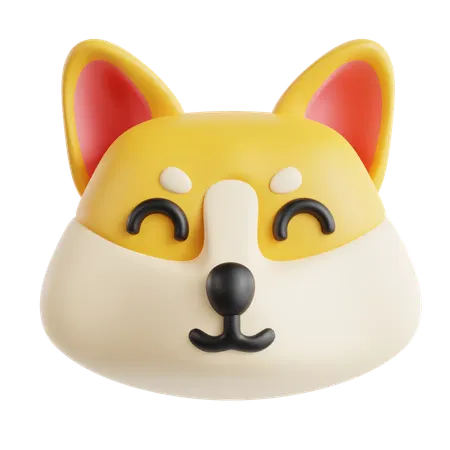 Dog Smiling Face Emoji  3D Icon