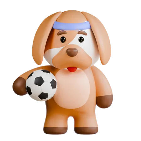 Dog Soccer Activity  3D Illustration