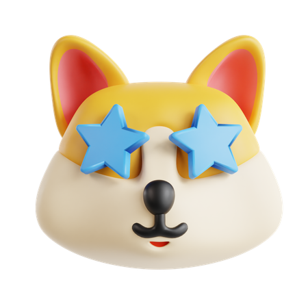 Dog Start Face Emoji  3D Icon